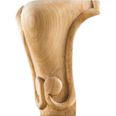 HARDWARE RESOURCES 3-1/2" Wx3-1/2"Dx5"H Rubberwood Carved Queen Anne Leg WL50RW